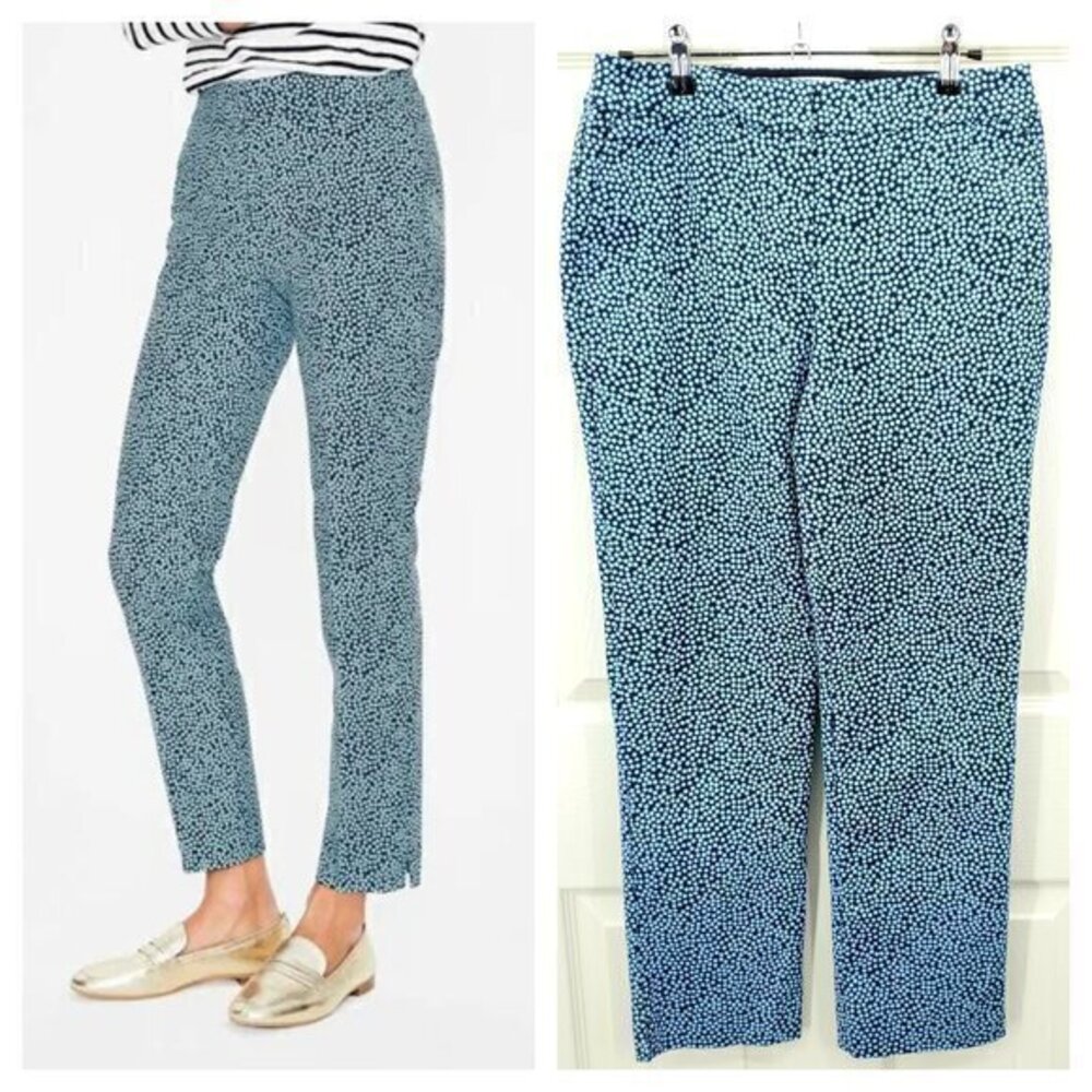 Boden Richmond 7/8 Stretch Twill Mini Dot Mid-Rise Ankle Pants US 6/UK 10 Blue